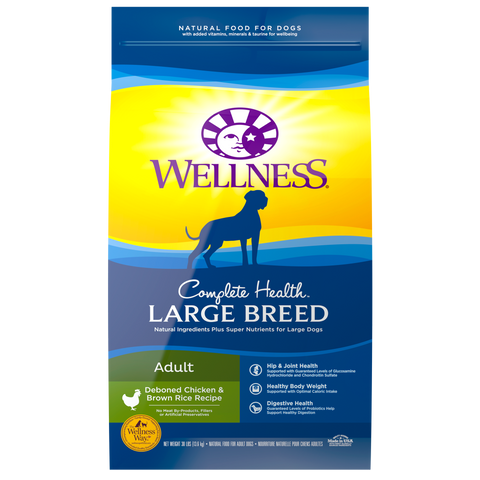 Wellness Complete Health Natural Large Breed Adult Chicken and Brown Rice Recipe Dry Dog Food - Zen Dog RI