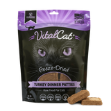 Vital Essentials Grain Free Turkey Dinner Patties Freeze Dried Raw Food for Cats